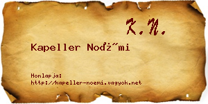 Kapeller Noémi névjegykártya
